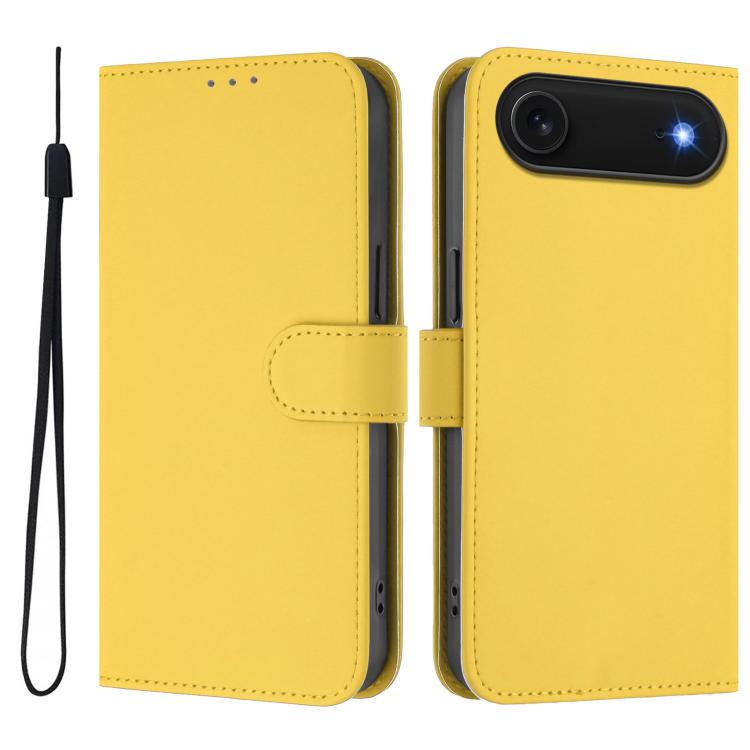 Skin Feel Solid Color Leather Phone Case with Lanyard, For iPhone Air, For iPhone 16 Pro Max