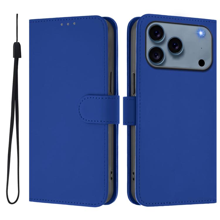 Skin Feel Solid Color Leather Phone Case with Lanyard, For iPhone 17e / 16e, For iPhone 17 Pro Max