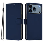 Skin Feel Solid Color Leather Phone Case with Lanyard, For iPhone 17e / 16e, For iPhone 17 Pro Max