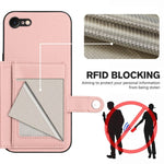 Button Card Bag RFID Anti-theft Phone Case, For iPhone SE 2022 / 2020, For iPhone 13 Pro Max, For iPhone 13 Pro, For iPhone 13, For iPhone 13 mini, For iPhone 12, For iPhone 12 Pro Max, For iPhone 12 Pro