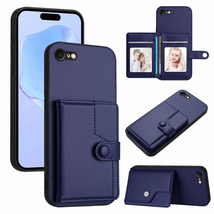 Button Card Bag RFID Anti-theft Phone Case, For iPhone SE 2022 / 2020, For iPhone 13 Pro Max, For iPhone 13 Pro, For iPhone 13, For iPhone 13 mini, For iPhone 12, For iPhone 12 Pro Max, For iPhone 12 Pro