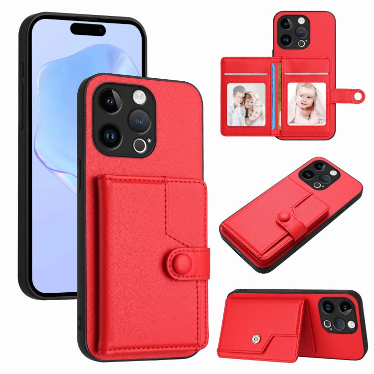 Button Card Bag RFID Anti-theft Phone Case, For iPhone SE 2022 / 2020, For iPhone 13 Pro Max, For iPhone 13 Pro, For iPhone 13, For iPhone 13 mini, For iPhone 12, For iPhone 12 Pro Max, For iPhone 12 Pro