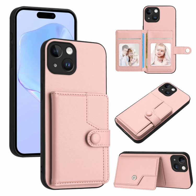 Button Card Bag RFID Anti-theft Phone Case, For iPhone SE 2022 / 2020, For iPhone 13 Pro Max, For iPhone 13 Pro, For iPhone 13, For iPhone 13 mini, For iPhone 12, For iPhone 12 Pro Max, For iPhone 12 Pro