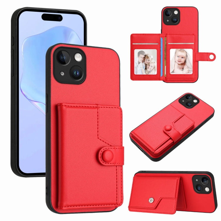 Button Card Bag RFID Anti-theft Phone Case, For iPhone SE 2022 / 2020, For iPhone 13 Pro Max, For iPhone 13 Pro, For iPhone 13, For iPhone 13 mini, For iPhone 12, For iPhone 12 Pro Max, For iPhone 12 Pro