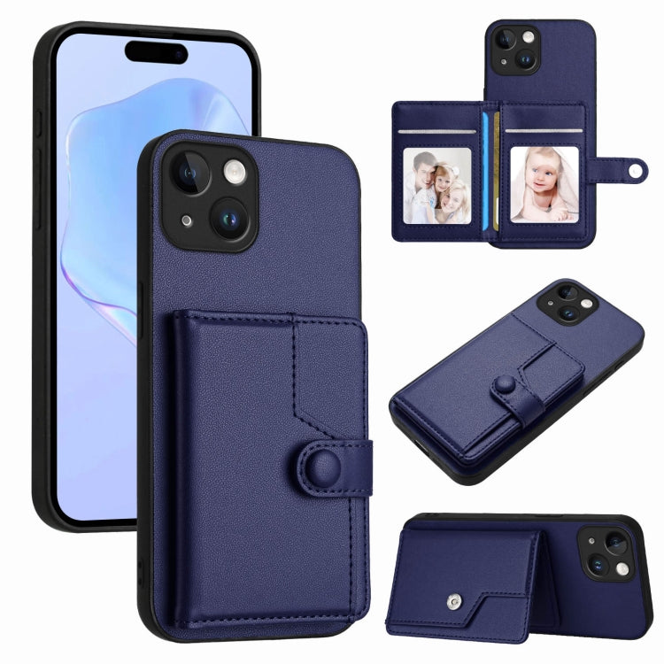 Button Card Bag RFID Anti-theft Phone Case, For iPhone SE 2022 / 2020, For iPhone 13 Pro Max, For iPhone 13 Pro, For iPhone 13, For iPhone 13 mini, For iPhone 12, For iPhone 12 Pro Max, For iPhone 12 Pro
