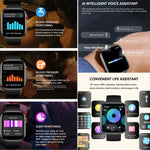 LC88 2 inch Square Screen BT Call Smart Watch, Heart Rate / Blood Pressure / Blood Oxygen / Sleep Monitoring