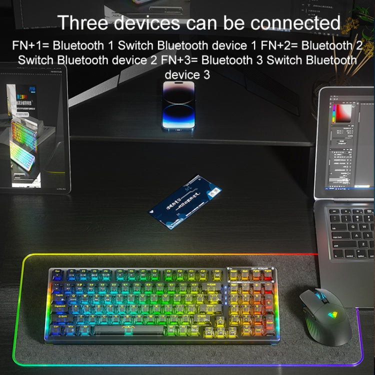 AULA F98Pro V3 99 Keys Wired/2.4G/Bluetooth Three Model RGB Mechanical Keyboard, Ice Crystal Shaft