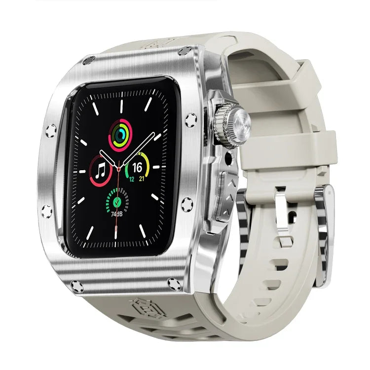 RedPepper Armor Metal Case Integrated Silicone Watch Band, For Apple Watch 44mm / 45mm
