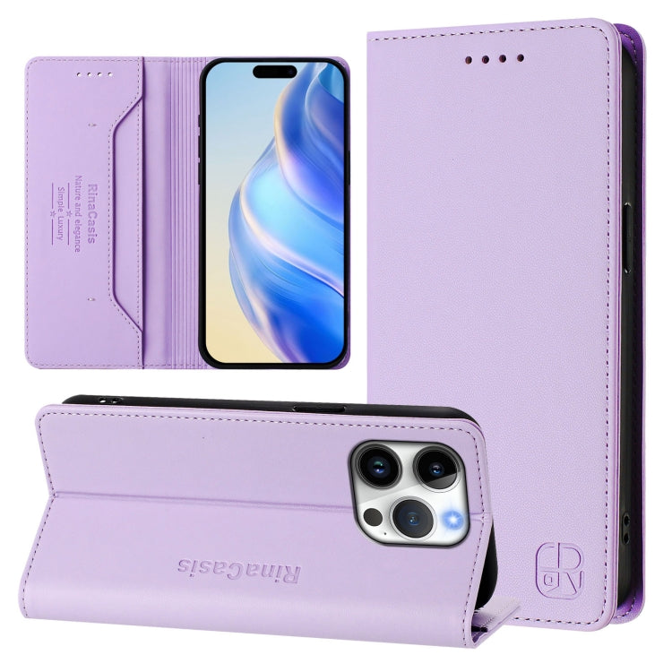 RC01 Dual-Folded Magnetic Suction RFID Leather Phone Case, For iPhone 16 Pro, For iPhone 16 Plus, For iPhone 16, For iPhone 15 Pro Max, For iPhone 15 Pro, For iPhone 15 Plus