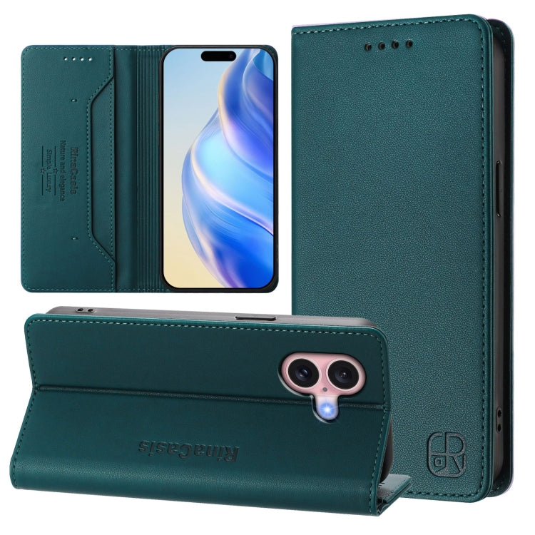 RC01 Dual-Folded Magnetic Suction RFID Leather Phone Case, For iPhone 16 Pro, For iPhone 16 Plus, For iPhone 16, For iPhone 15 Pro Max, For iPhone 15 Pro, For iPhone 15 Plus