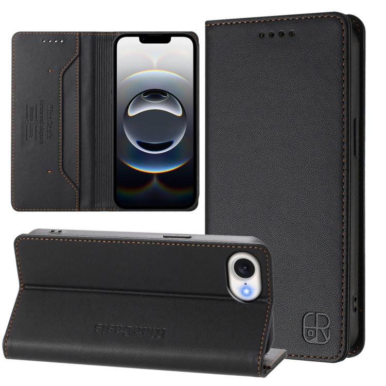 RC01 Dual-Folded Magnetic Suction RFID Leather Phone Case, For iPhone 17e / 16e, For iPhone 17 Pro Max, For iPhone 17 Pro, For iPhone 17, For iPhone Air, For iPhone 16 Pro Max