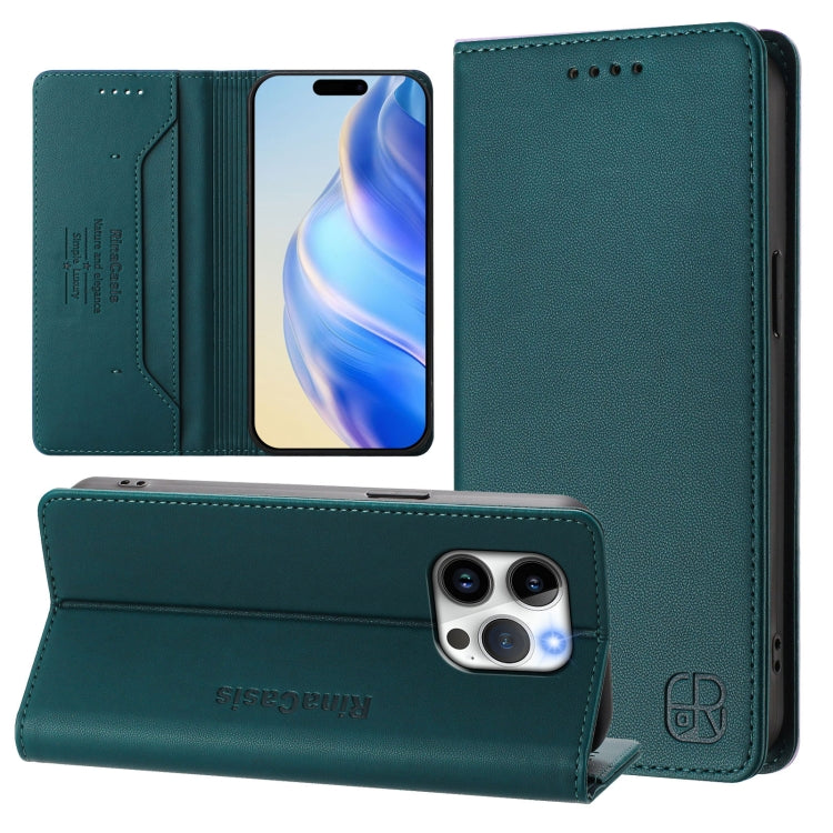 RC01 Dual-Folded Magnetic Suction RFID Leather Phone Case, For iPhone 16 Pro, For iPhone 16 Plus, For iPhone 16, For iPhone 15 Pro Max, For iPhone 15 Pro, For iPhone 15 Plus