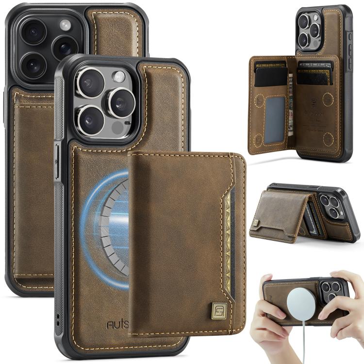 AutSpace A13 MagSafe Magnetic RFID Flip Card Bag Phone Case, For iPhone 12 Pro Max, For iPhone 12 Pro