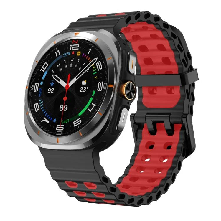 Ocean Two Color Dual-Row Hole Silicone Watch Band, For Samsung Galaxy Watch Ultra 47mm / Ultra 2025