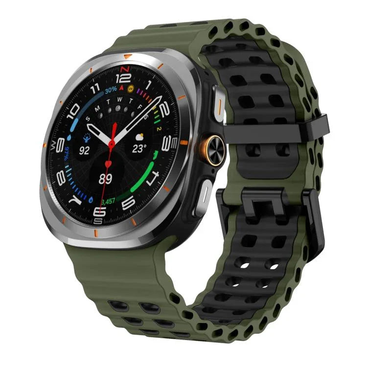Ocean Two Color Dual-Row Hole Silicone Watch Band, For Samsung Galaxy Watch Ultra 47mm / Ultra 2025