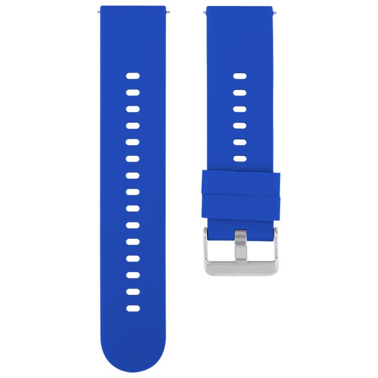 Solid Color Steel Buckle Silicone Watch Band, 22mm