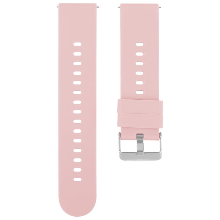 Solid Color Steel Buckle Silicone Watch Band, 22mm
