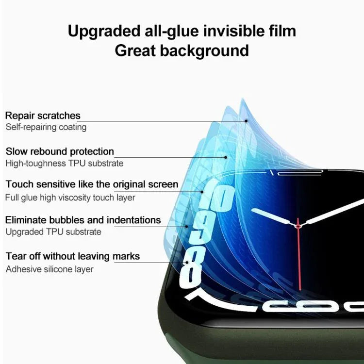 Soft Hydrogel Film Watch Screen Protector with Locator, For Apple Watch Series 6 / 5 / 4 / SE 44mm, For Apple Watch Series 6 / 5 / 4 / SE 40mm, For Apple Watch Series 11 / 10 46mm, For Apple Watch Series 11 / 10 42mm, For Apple Watch Ultra 3 / 2 / 1 49...