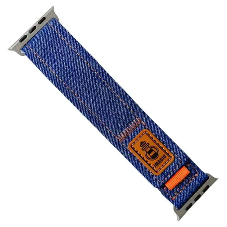 Denim Nylon Hook and Loop Fastener Canvas Watch Band, For Apple Watch 46mm / 49mm / 45mm / 44mm, For Apple Watch 42mm / 41mm / 40mm / 38mm
