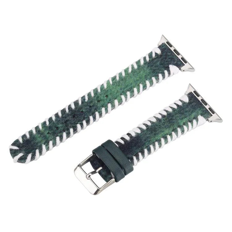 Retro Stitched Wool Genuine Leather Watch Band, For Apple Watch 46mm / 49mm / 45mm / 44mm, For Apple Watch 42mm / 41mm / 40mm / 38mm