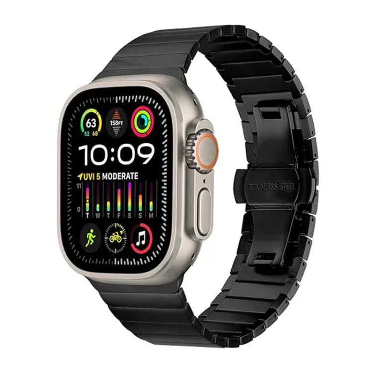Butterfly Clasp One-Bead Titanium Alloy Watch Band, For Apple Watch 46mm / 49mm / 45mm / 44mm