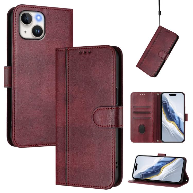 Line Splicing Buckle Retro Leather Phone Case, For iPhone 16 Pro, For iPhone 16 Plus, For iPhone 16, For iPhone 15 Pro Max, For iPhone 15 Pro, For iPhone 15 Plus