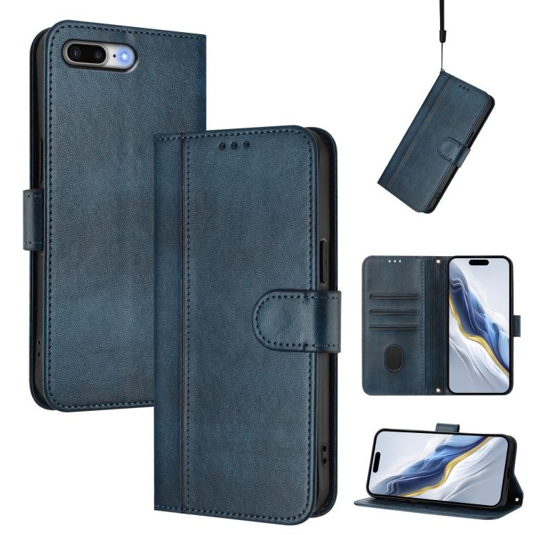 Line Splicing Buckle Retro Leather Phone Case, For iPhone 7 Plus / 8 Plus