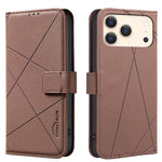 Geometric Pattern RFID Leather Phone Case, For iPhone 16e / 17e, For iPhone 17 Pro Max, For iPhone 17 Pro, For iPhone 17, For iPhone Air, For iPhone 16 Pro Max, For iPhone 16 Pro, For iPhone 16 Plus