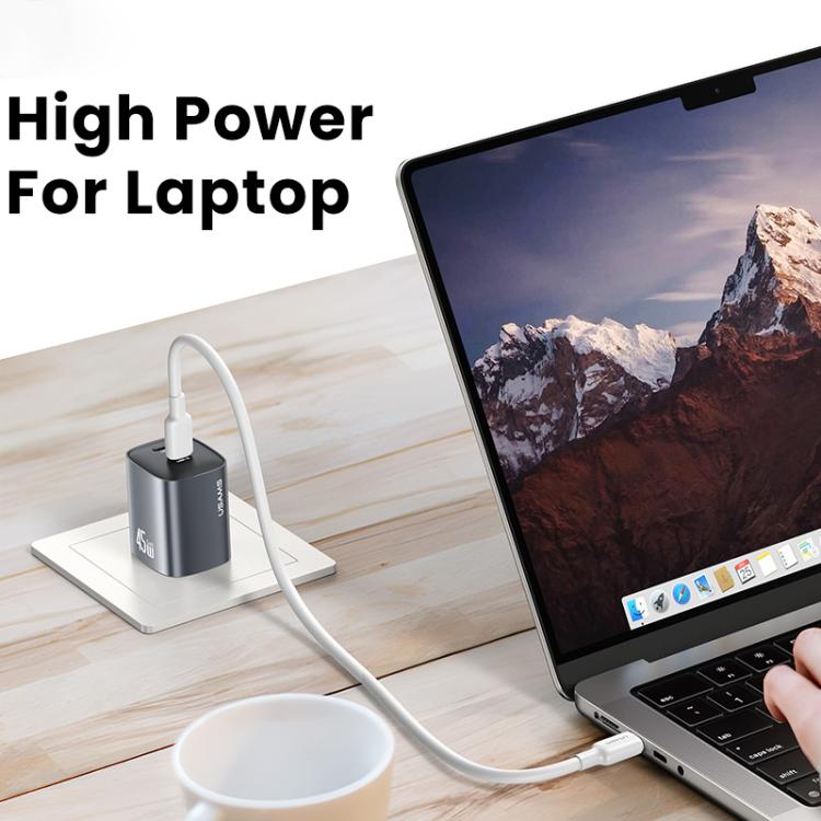 USAMS CC306 T66 45W Dual USB-C / Type-C GaN Fast Charger, US Plug, CC306