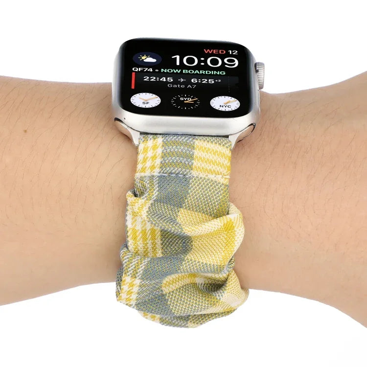 JK Uniform Style Cloth + Stainless Steel Watch Wrist Strap, For Apple Watch Series 7 45mm / 6 & SE & 5 & 4 44mm / 3 & 2 & 1 42mm, For Apple Watch Series 7 41mm / 6 & SE & 5 & 4 40mm / 3 & 2 & 1 38mm