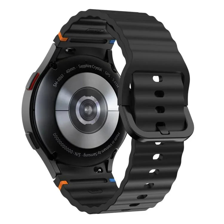 xDfind Wavy Grain Stitched Colorful Buckle Silicone Watch Band, For Samsung Galaxy Watch FE / 7 / 6 / 5 / 4