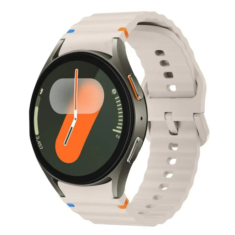 xDfind Wavy Grain Stitched Colorful Buckle Silicone Watch Band, For Samsung Galaxy Watch FE / 7 / 6 / 5 / 4