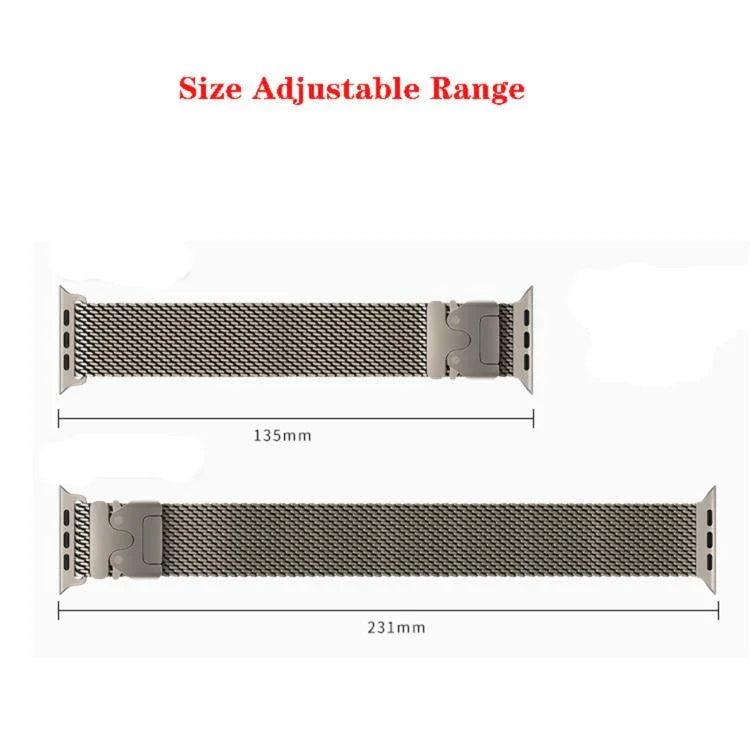 xDfind Umbrella Buckle Fine Mesh Milanese Stainless Steel Watch Band, For Apple Watch 46mm / 49mm / 45mm / 44mm Fine Mesh, For Apple Watch 42mm / 41mm / 40mm / 38mm Fine Mesh