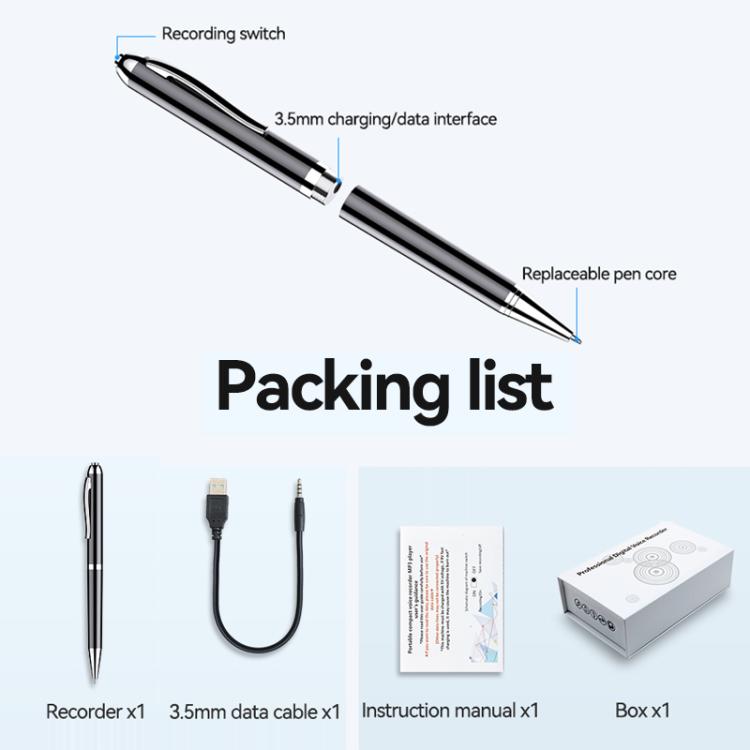 JNN Q90A Smart AI Voice Recording Pen Support APP Control, 8GB, 16GB, 32GB, 64GB, 128GB
