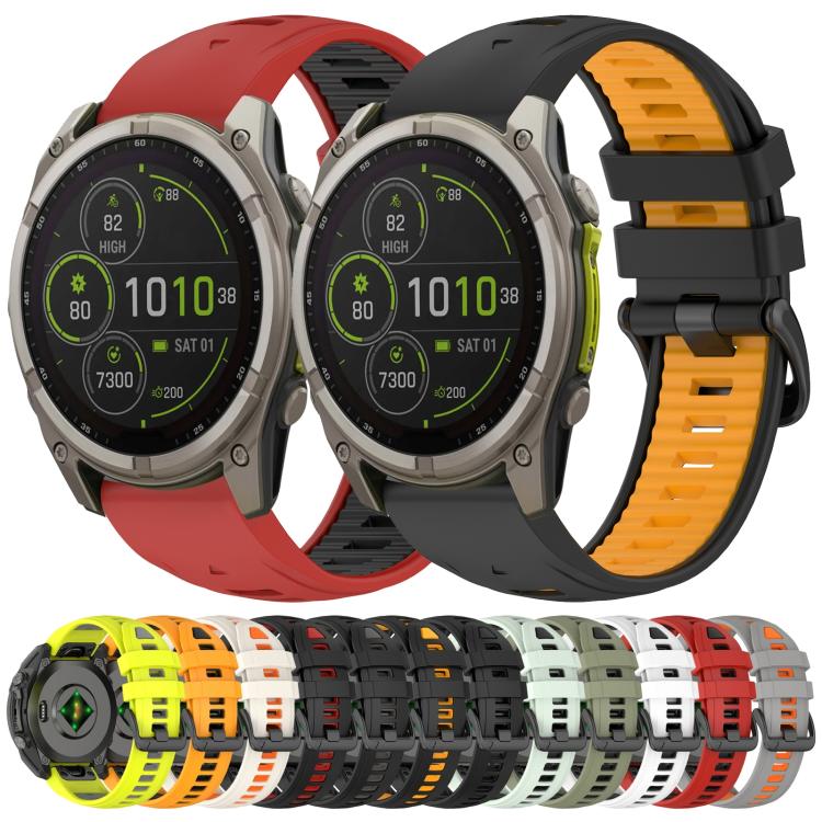 xDfind Dual Color Quick Release Steel Buckle Silicone Watch Band, For Garmin 26mm, For Garmin 22mm, For Garmin 20mm