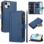 Magnetic Closure 9 Card Slots Zipper Leather Case with Hand Strap, For iPhone 14 Pro Max, For iPhone SE 2022 / 2020 / 8 / 7, For iPhone 13 Pro Max, For iPhone 13 Pro, For iPhone 13 mini, For iPhone 12 / 12 Pro, For iPhone 12 Pro Max, For iPhone 12 mini