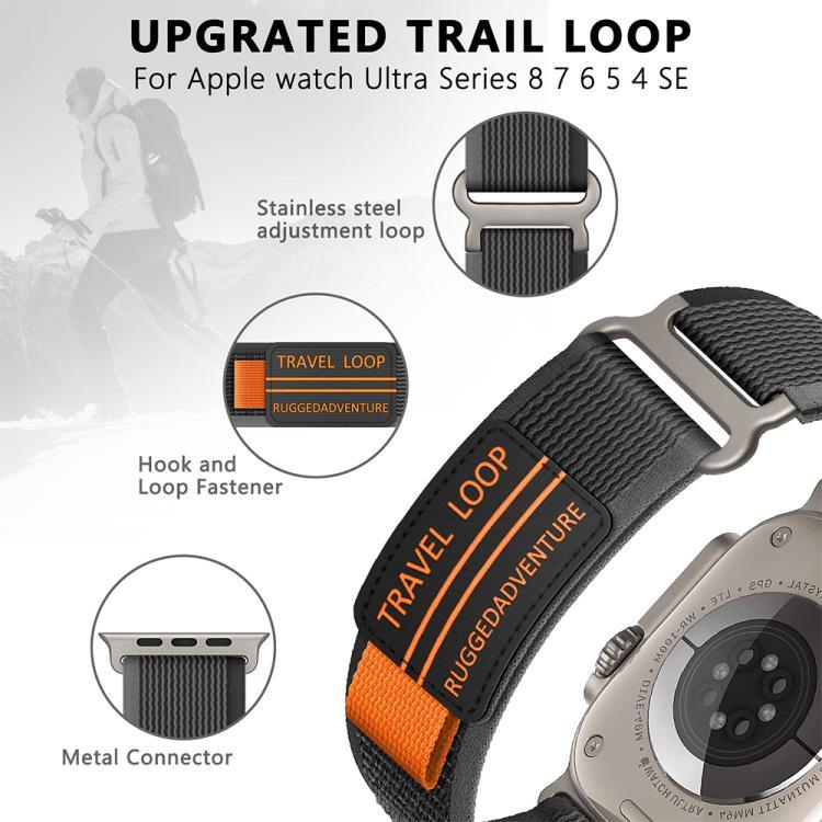 xDfind Double Section Metal Buckle Loop Nylon Braided Watch Band, For Apple Watch 46mm / 49mm / 45mm / 44mm, For Apple Watch 42mm / 41mm / 40mm / 38mm