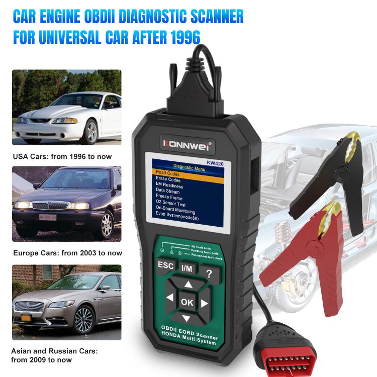 KONNWEI KW420 2.8 inch Color Screen Car OBD2 Fault Diagnostic Scan Tool for Honda, KW420