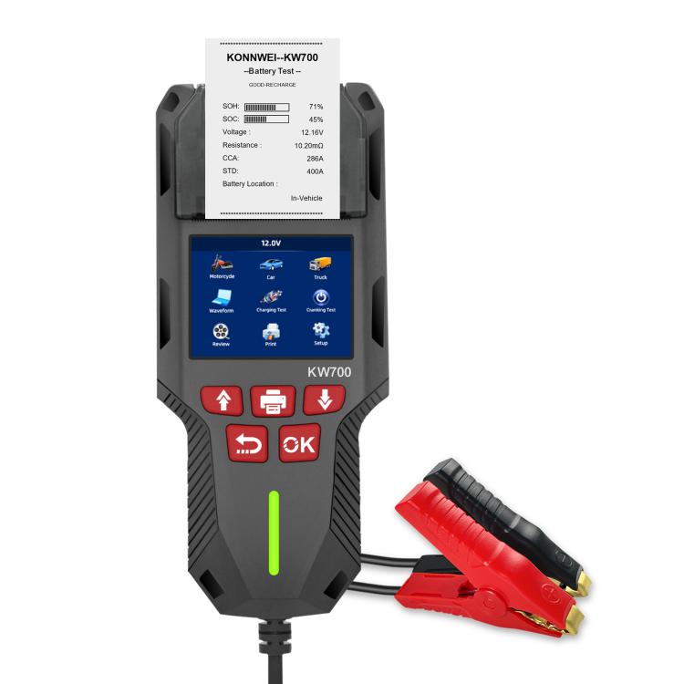 KONNWEI KW700 12V / 24V 2.8 inch Color Screen Car Battery Tester with Printer, KW700