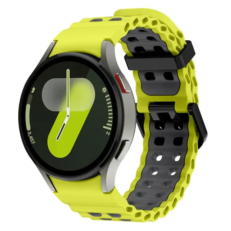 Ocean Dual-Row Hole Two Color Silicone Watch Band, For Samsung Galaxy Watch 7 40 / 44mm