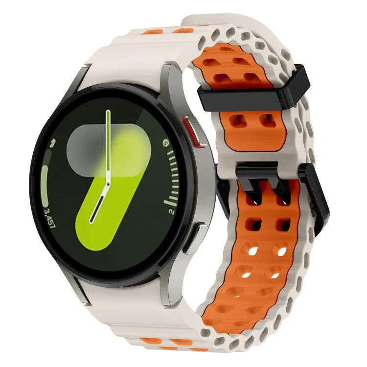 Ocean Dual-Row Hole Two Color Silicone Watch Band, For Samsung Galaxy Watch 7 40 / 44mm