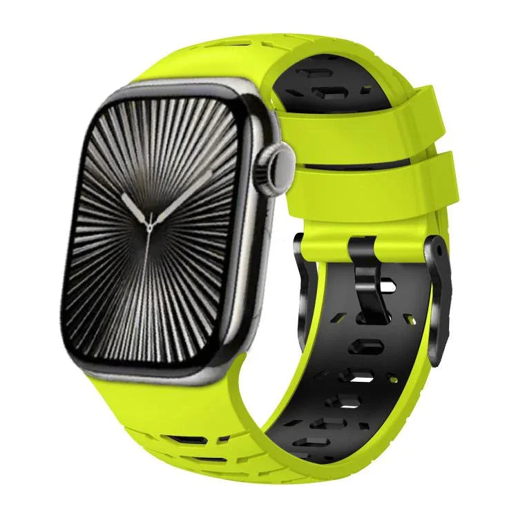 Trapezoid Two Color Silicone Watch Band, For Apple Watch 46mm / 49mm / 45mm / 44mm