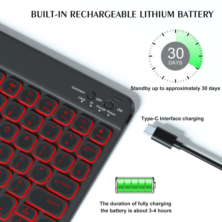 Colorful Backlight Bluetooth Keyboard Leather Tablet Case, For iPad Air 11 2024 / Air 11 2025, For iPad Air 5 / Air 4 10.9