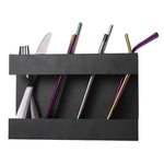 Four-grid Straw Cutlery Metal Storage Rack Kitchen Organizer without Soft Magnetic Sheet, without Soft Magnetic Sheet