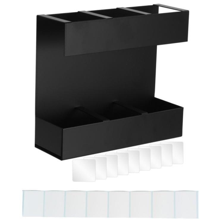 Three-grid Straw Cutlery Metal Storage Rack Kitchen Organizer, without Soft Magnetic Sheet, with 9pcs Soft Magnetic Sheet