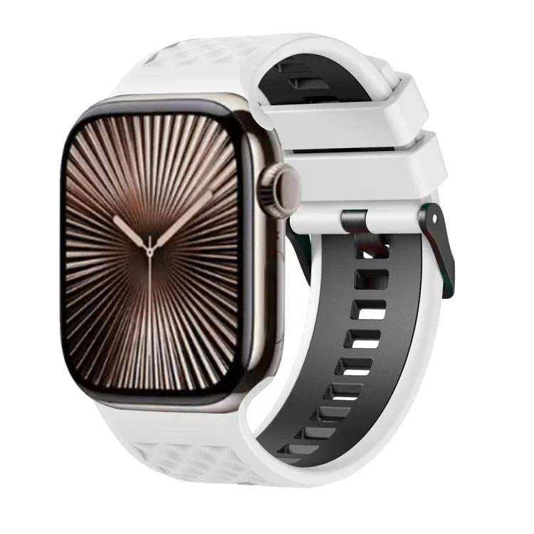 Diamond Texture Two Color Silicone Watch Band, For Apple Watch 46mm / 49mm / 45mm / 44mm