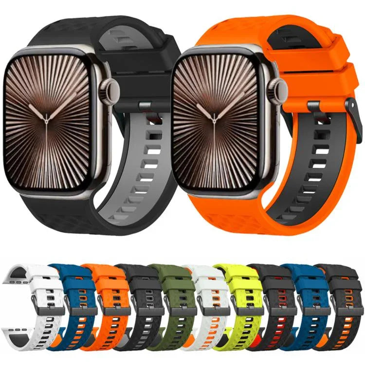 Diamond Texture Two Color Silicone Watch Band, For Apple Watch 46mm / 49mm / 45mm / 44mm