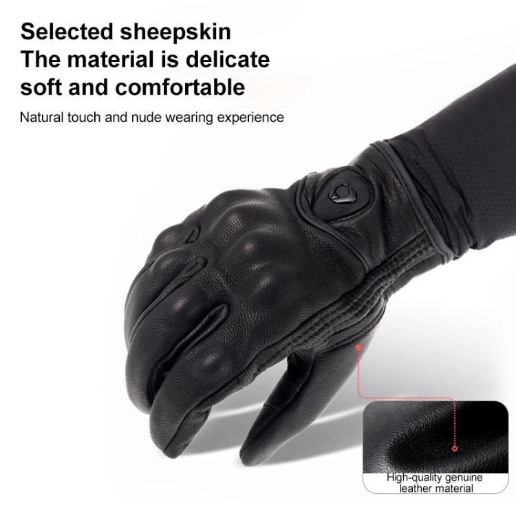 SOMAN MG-24 Motorcycle Sheepskin Gloves Touch Screen Off-road Riding Retro Gloves, M, L
