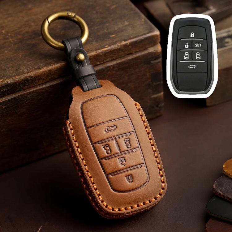 For Toyota SIENNA / Granvia / Alphard / Vellfire Hallmo Crazy Horse Cowhide Car Key Protection Cover, For Toyota SIENNA 4-button, For Toyota SIENNA 5-button, For Toyota SIENNA 6-button