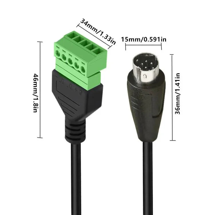 S-Video 8 Pin Male to 5 Pin Female Bolt Screw with Shield Terminals Pluggable Type Adapter Cable, 0.3m